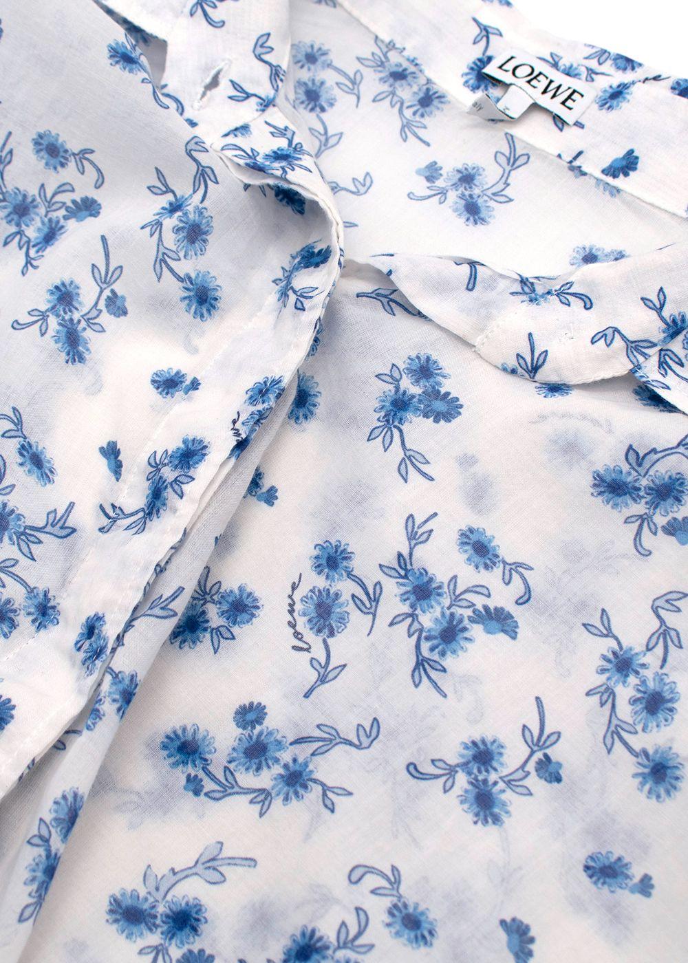 Loewe White Floral Oversized Cotton Shirt