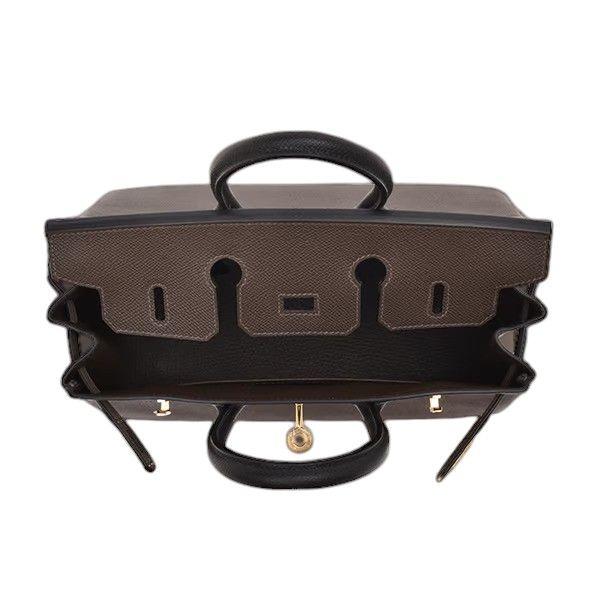 Tricolour Epsom 25cms Birkin Ecorce Etoupe Noir with Gold Hardware