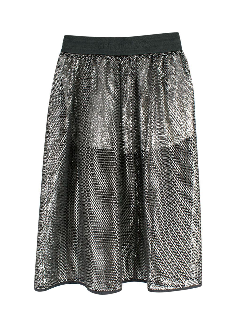 Dior Fall 2021 Metallic Silver Mesh Midi Skirt