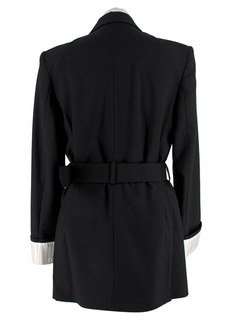 Racil Black Double Breasted Belted Tuxedo Blazer