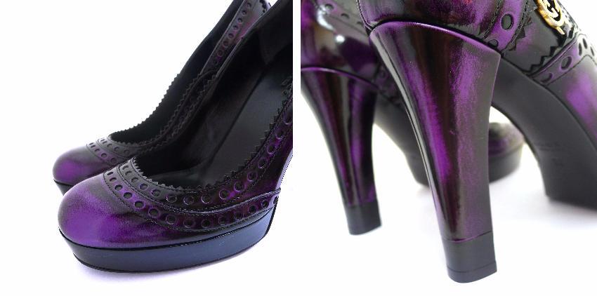Gucci Barclay Purple Leather Platform Pumps