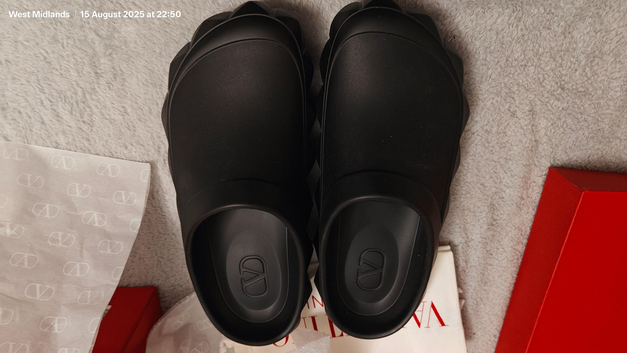 Valentino Black Rubber Slides
