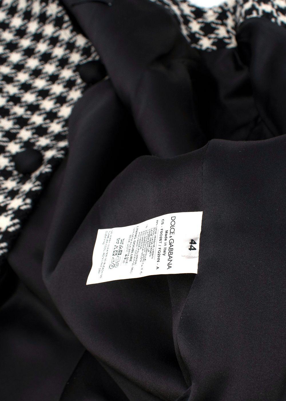 Black & White Houndstooth Wool Coat