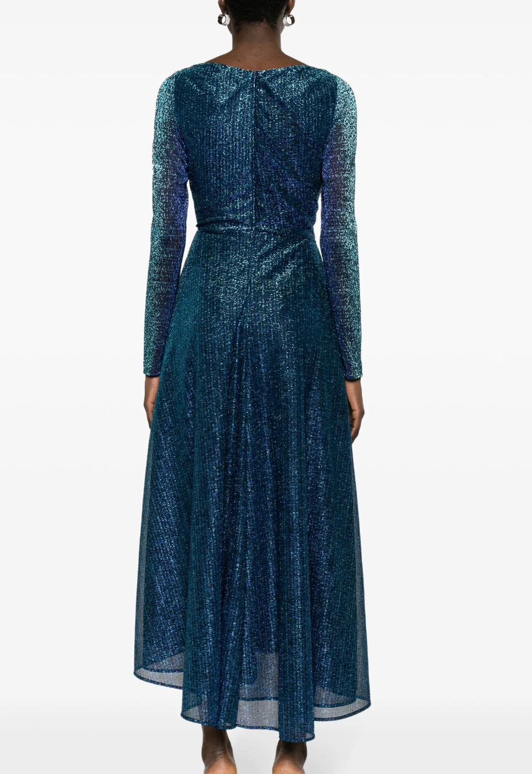 Talbot Runhof Metallic-Thread Draped Midi Dress