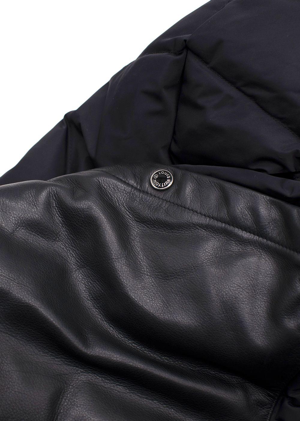 Louis Vuitton Kid's Black Quilted Jacket With Leather Pockets
