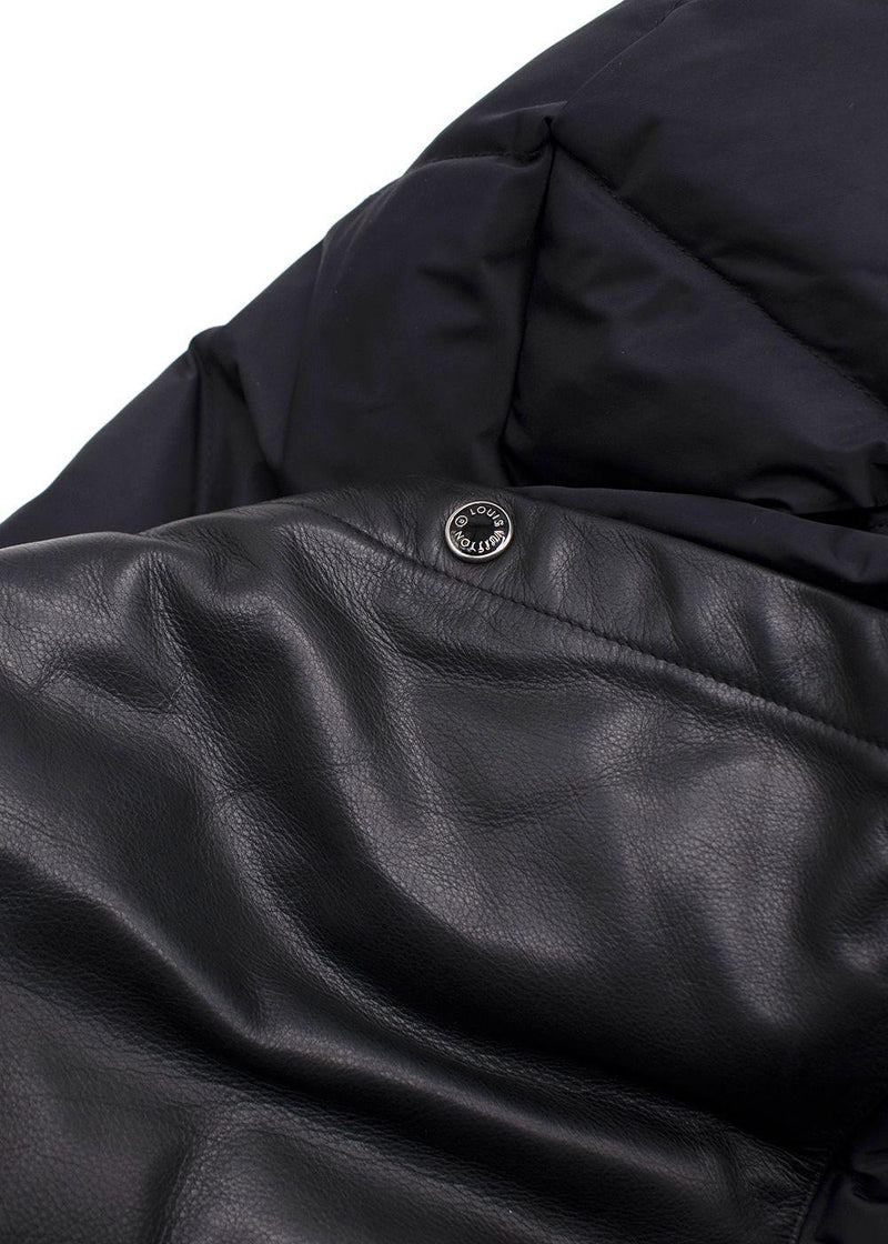 Louis Vuitton Kid's Black Quilted Jacket With Leather Pockets