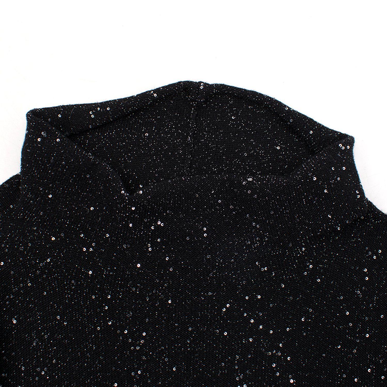 Sequin Polo Neck Silk Blend Knit Jumper