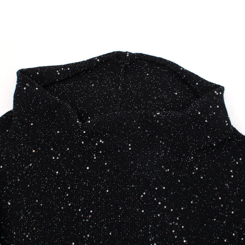 Sequin Polo Neck Silk Blend Knit Jumper