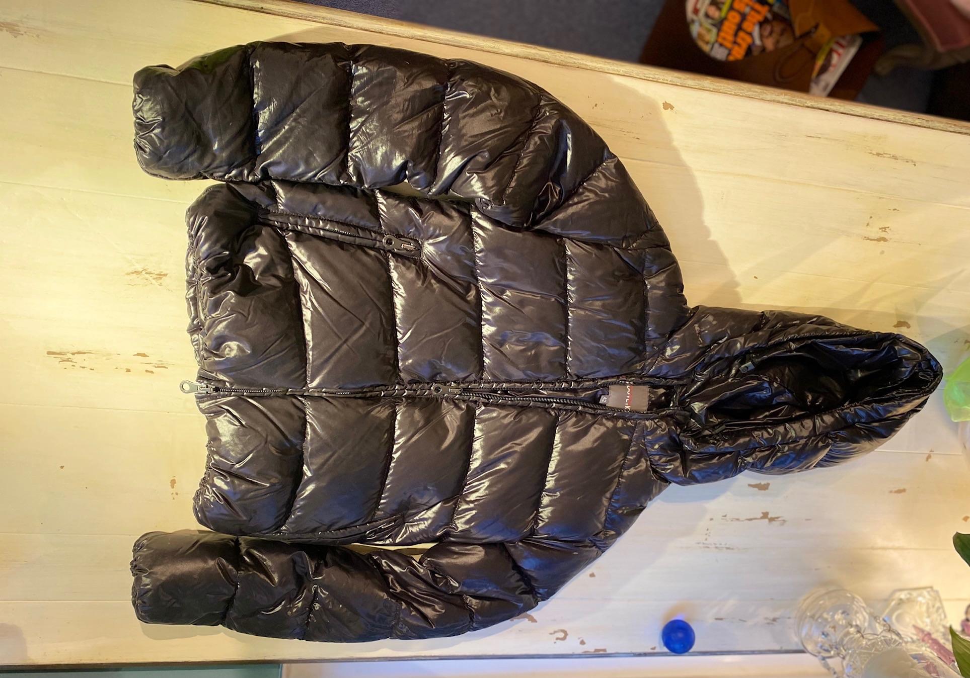 Black Shiny Nylon Down Jacket