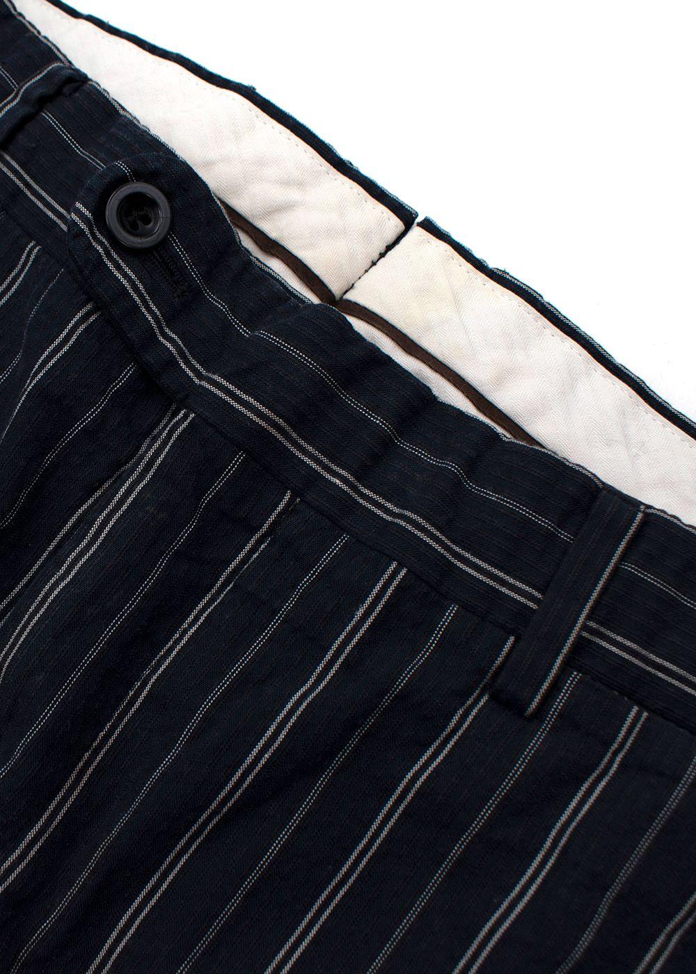 Navy Striped Straight Leg Trousers