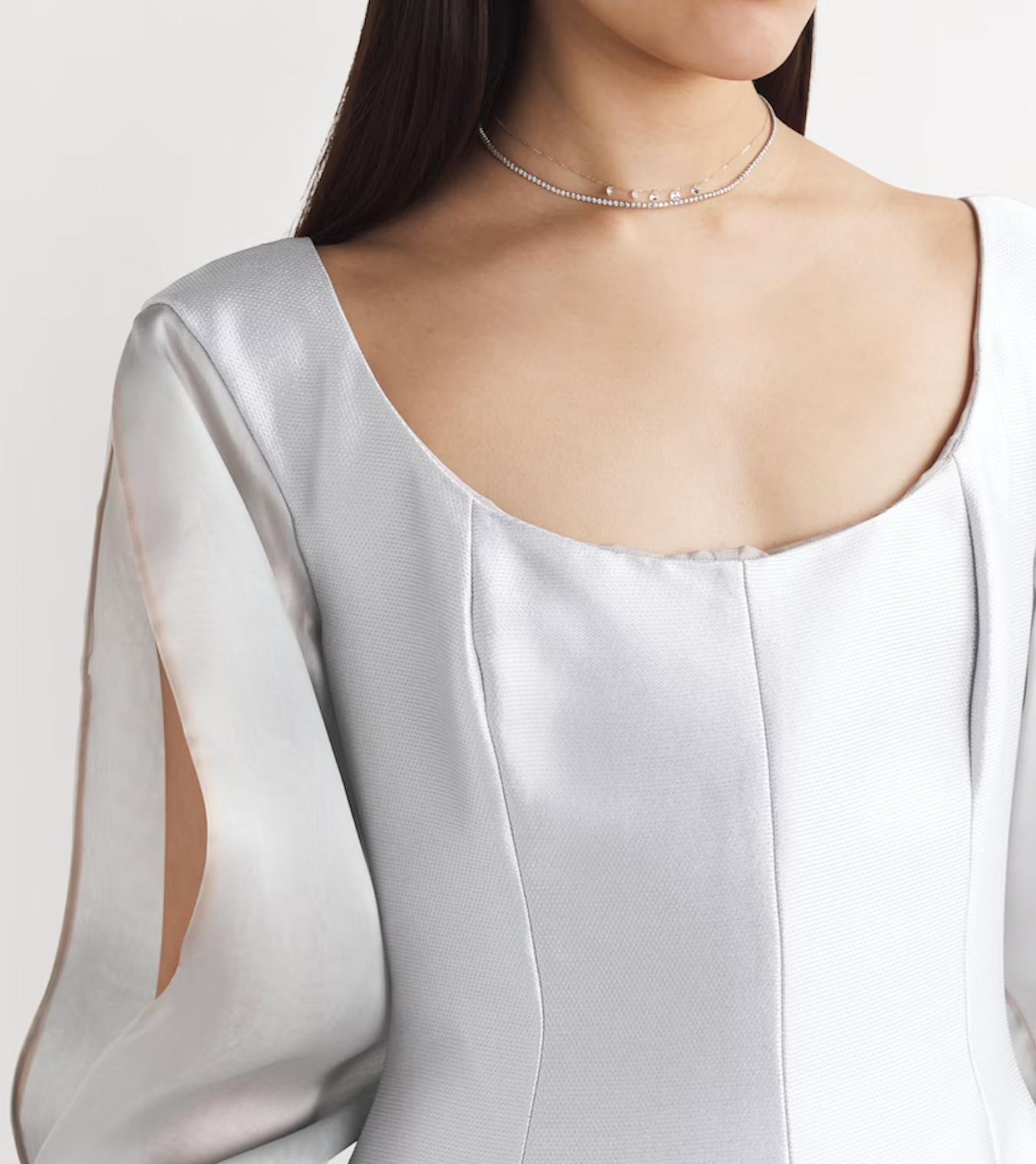 Alexis Mabille Piqué Organza-Sleeve Gown
