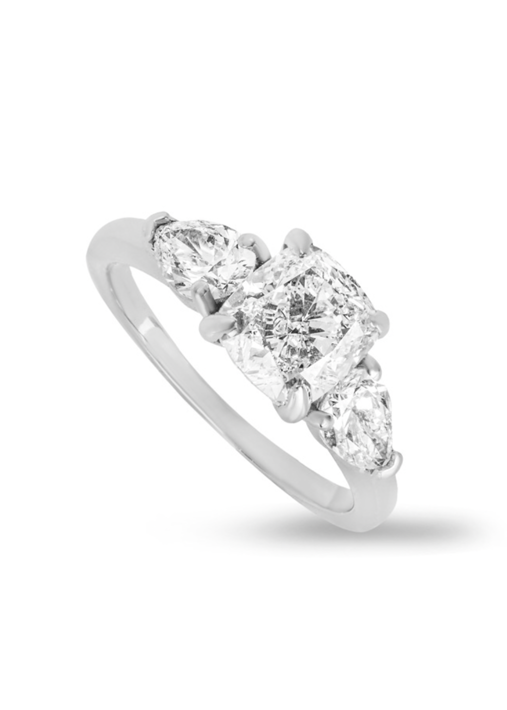 Platinum Set Three Stone Diamond Engagement Ring - Size 46