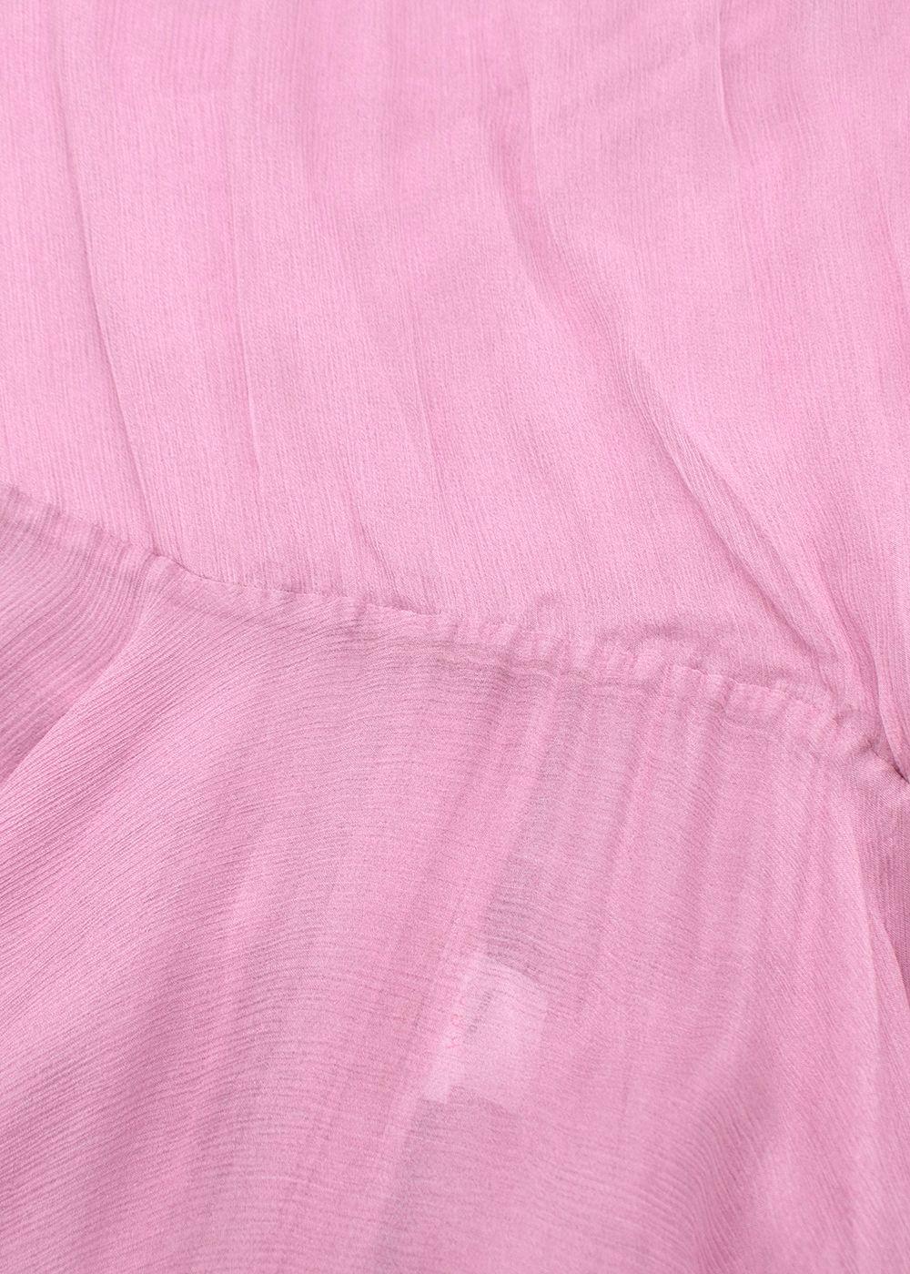 Maria Lucia Hohan Pink Plisse Chiffon Belted Midi Dress