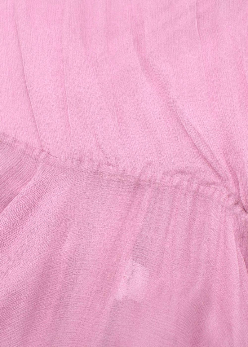 Maria Lucia Hohan Pink Plisse Chiffon Belted Midi Dress
