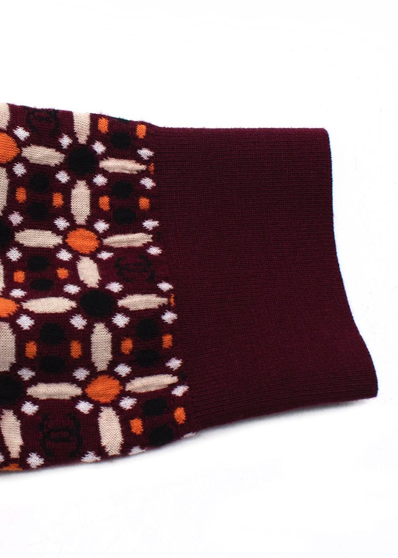 Chanel Burgundy/Orange Floral CC Jumper