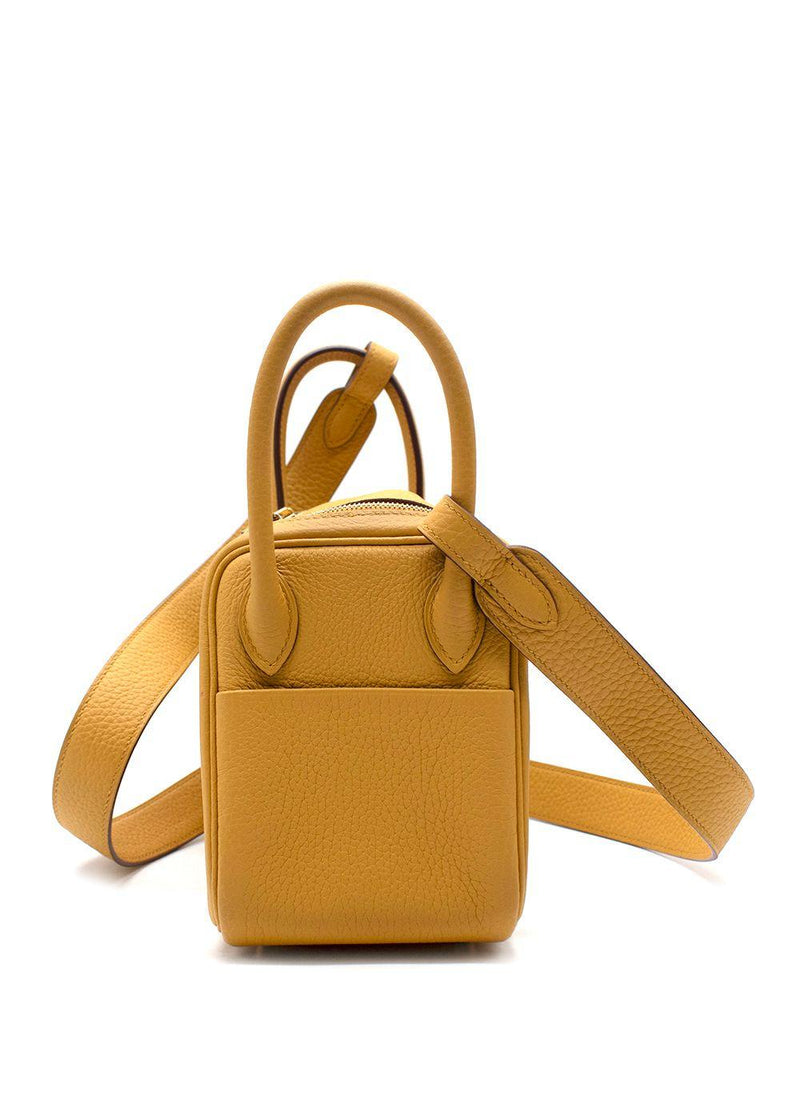 Hermes Mini Lindy in Sun Clemence Leather with Gold Hardware