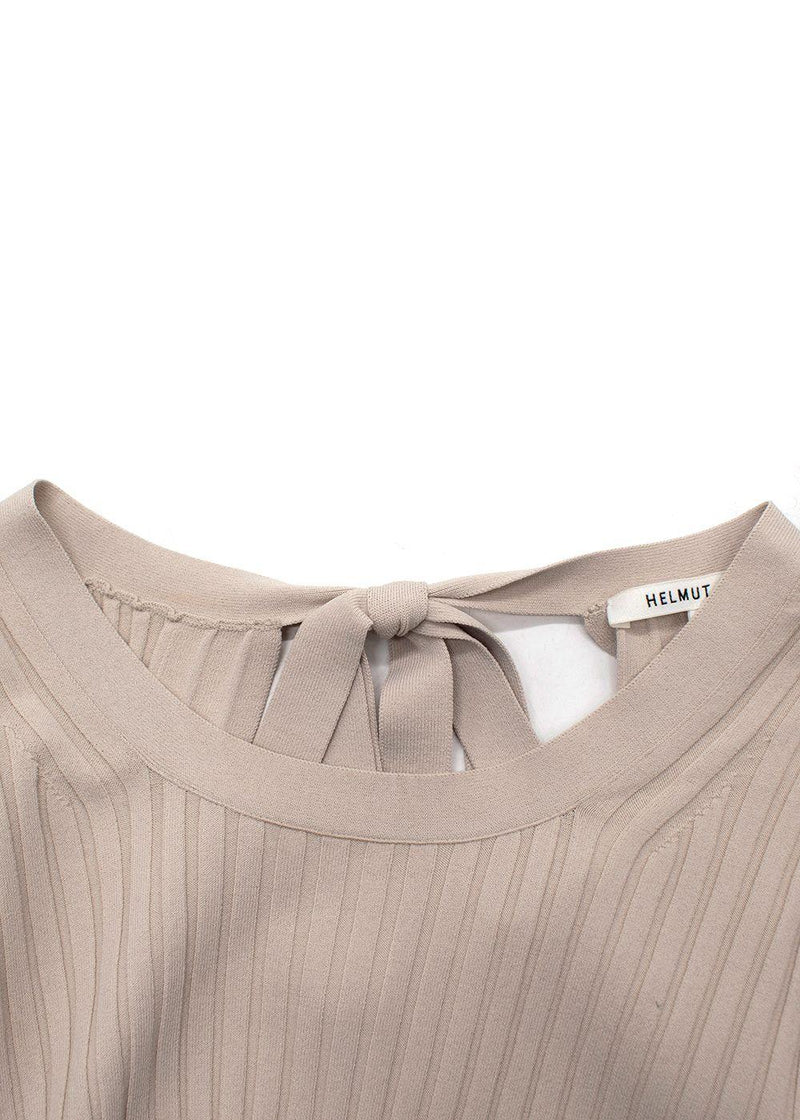 Helmut Lang Natural Ribbed Bow Detail Backless Top