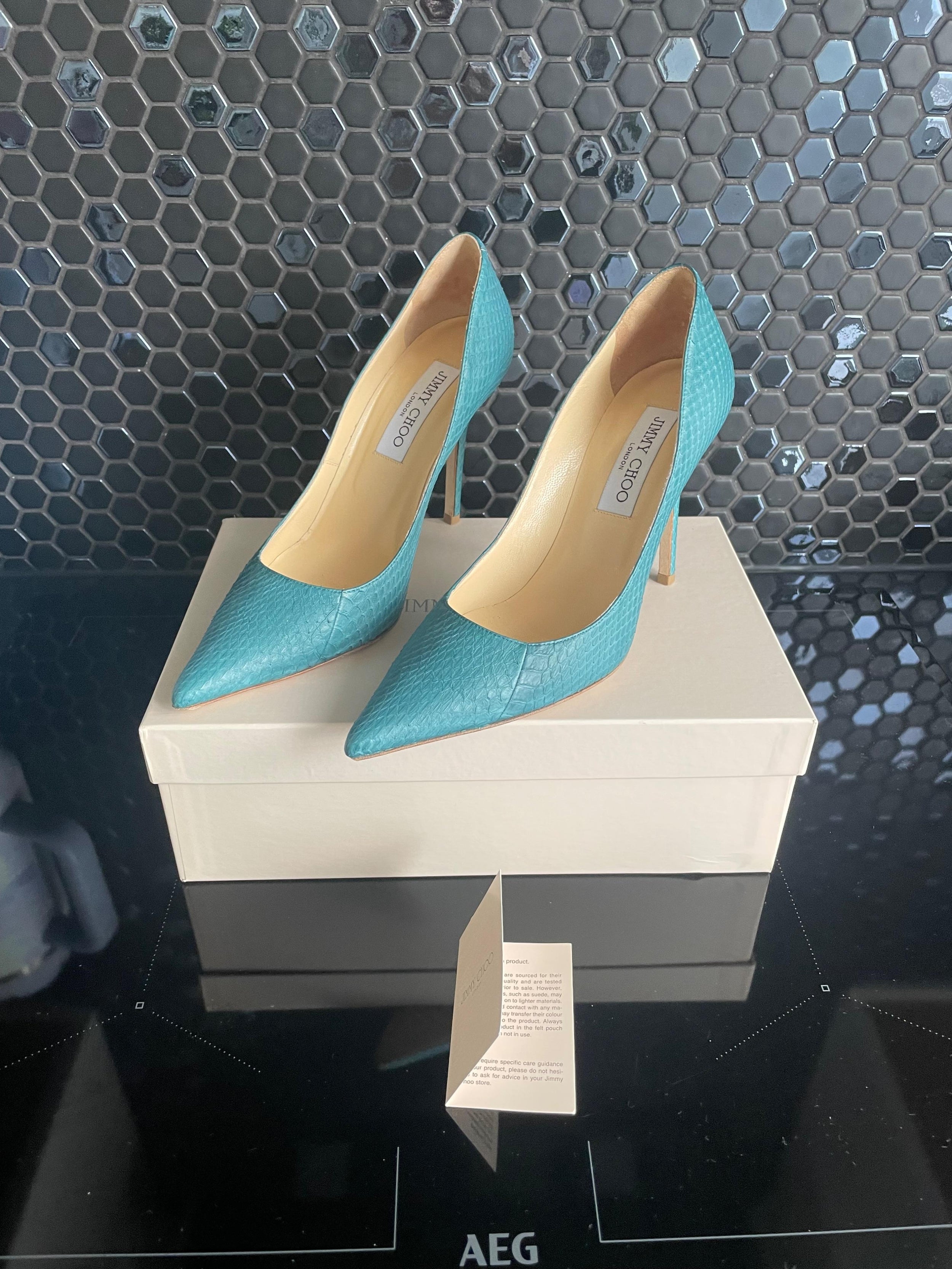 Jimmy Choo Blue Elaphe Matt Pumps