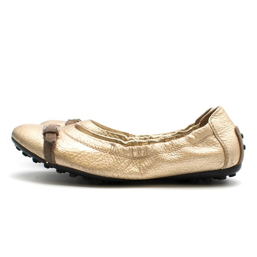 Tod's Gold Driving Ballerinas