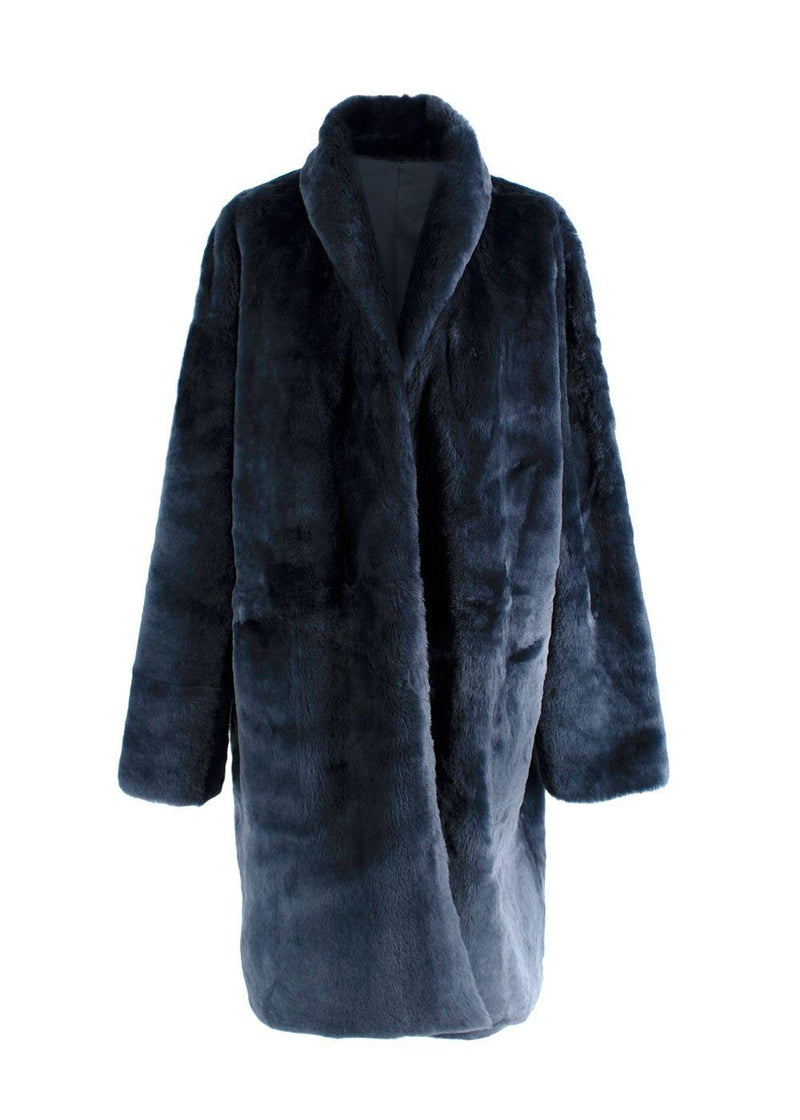 Loro Piana Blue Reversible Lamb Shearling Coat