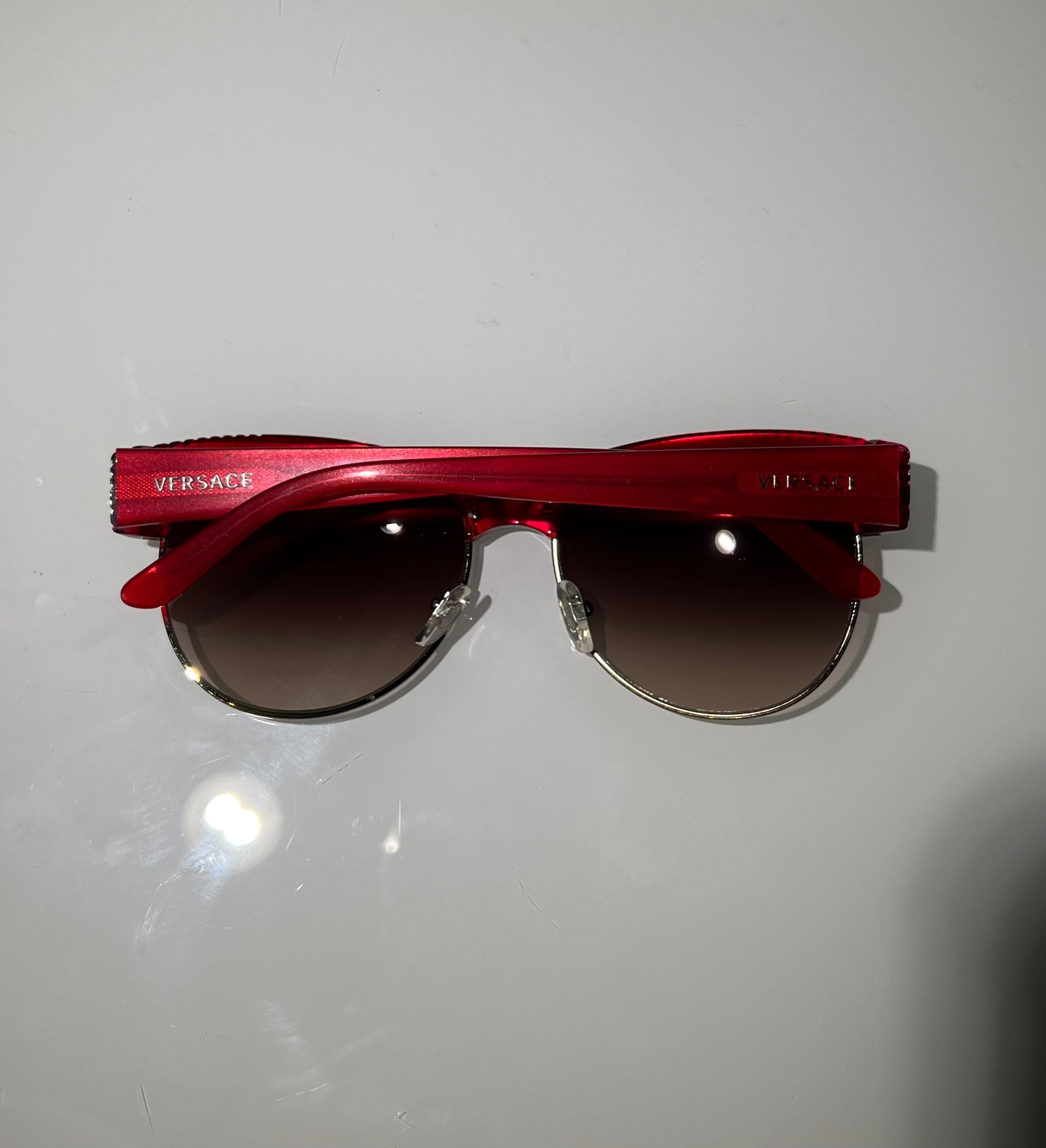 Versace Red Half Rim Sunglasses
