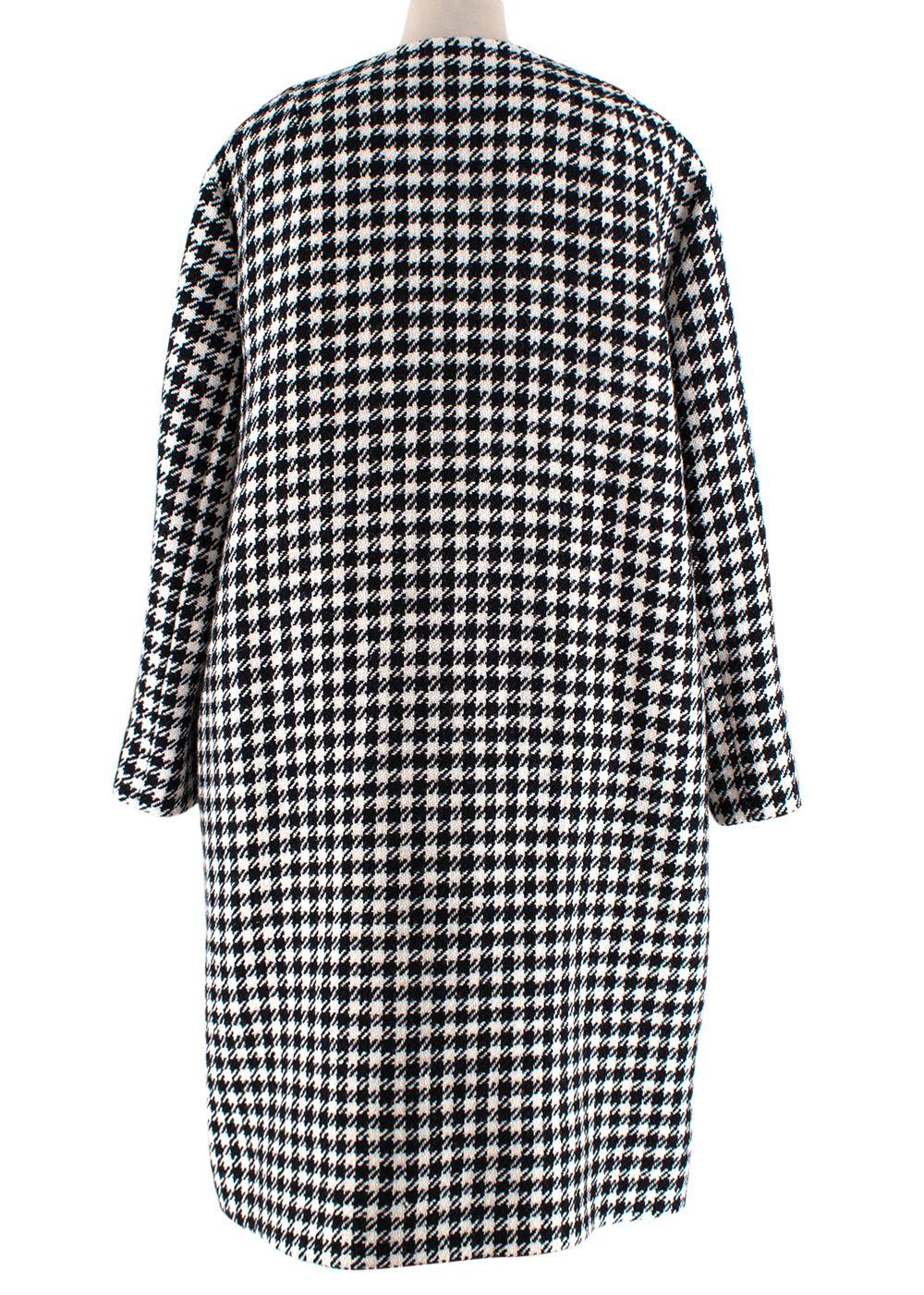 Black & White Houndstooth Wool Coat
