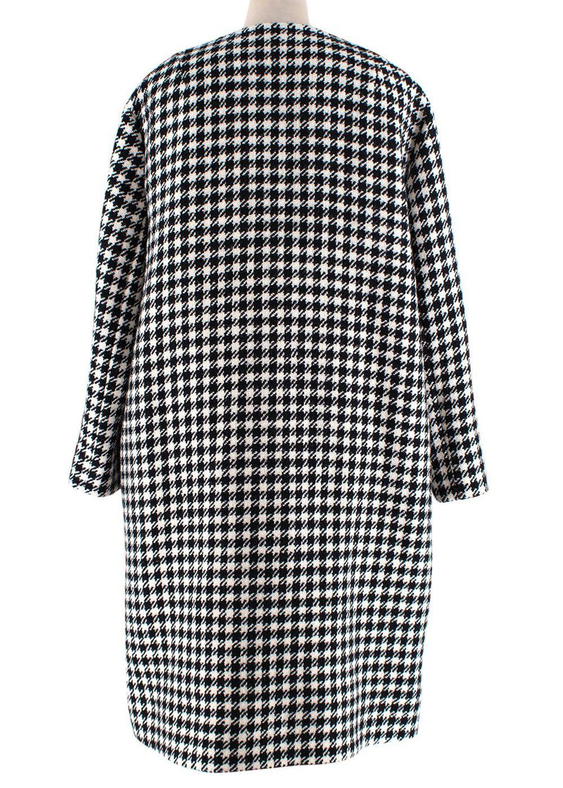 Black & White Houndstooth Wool Coat