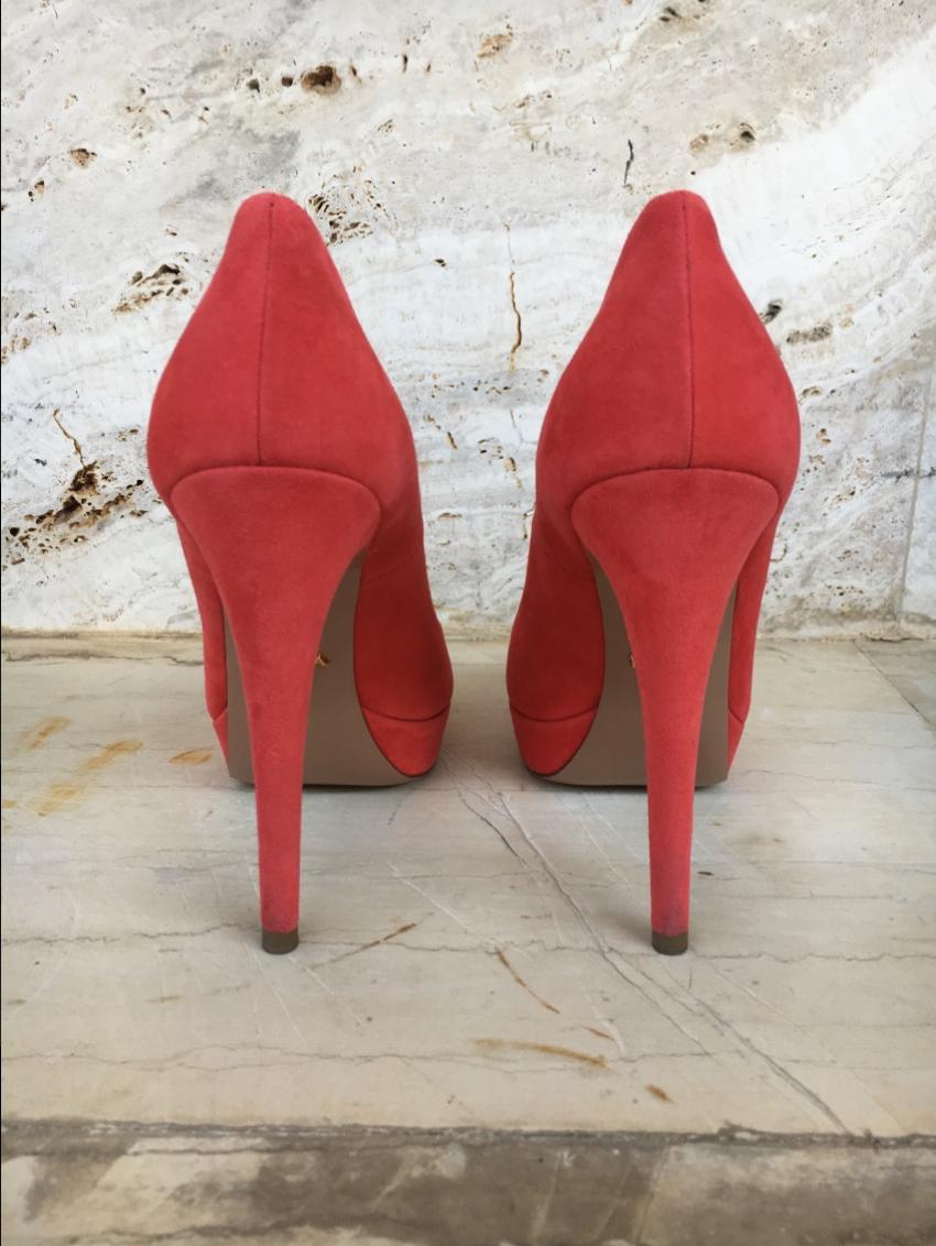 Prada Suede Peep-Toe Pumps