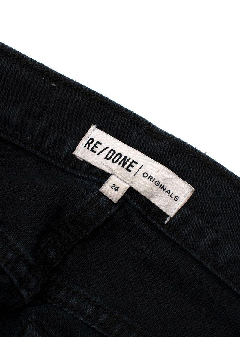 Black Distressed Straight Leg Jeans