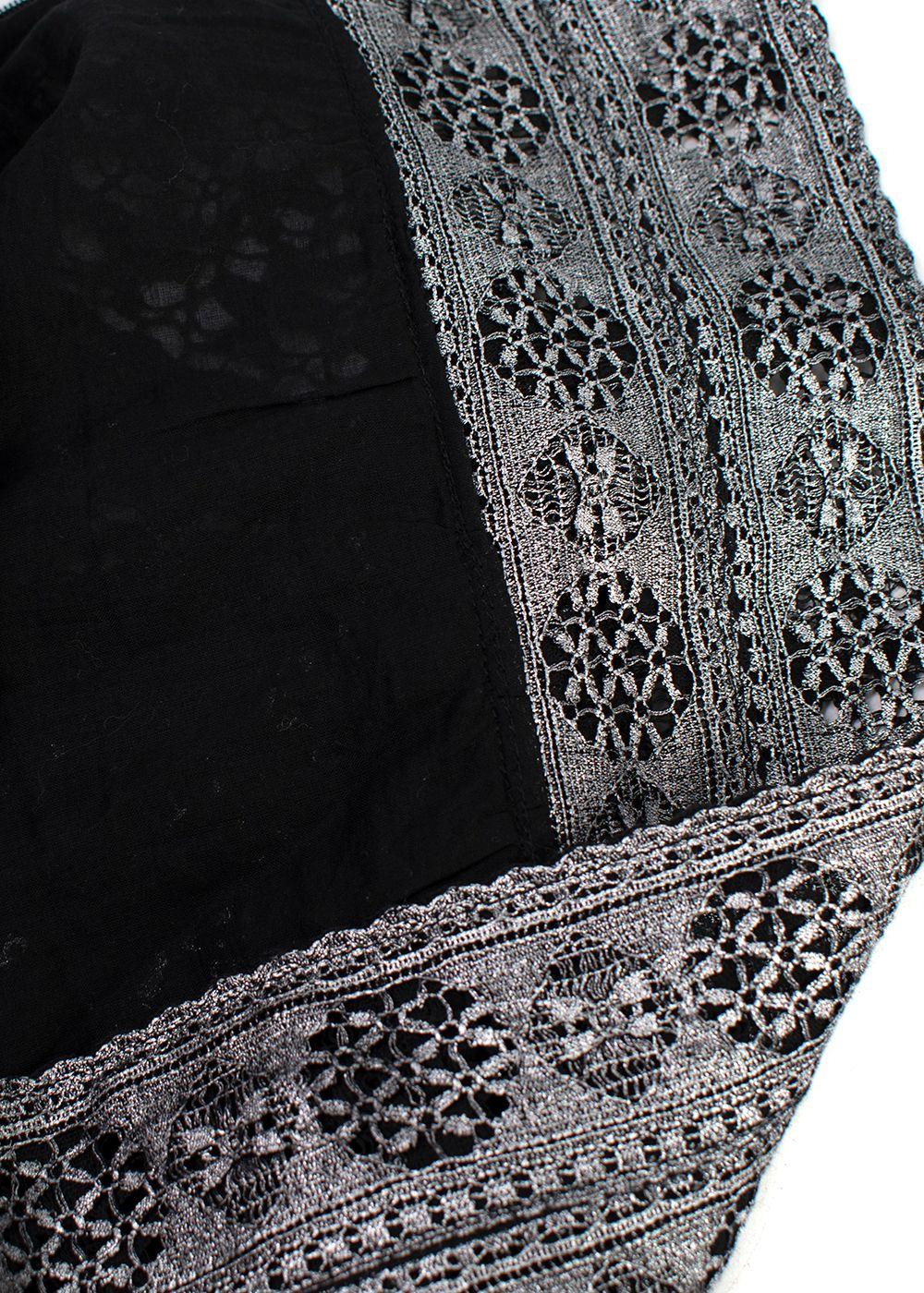 Isabel Marant Silver Crochet Tiered Mini Skirt