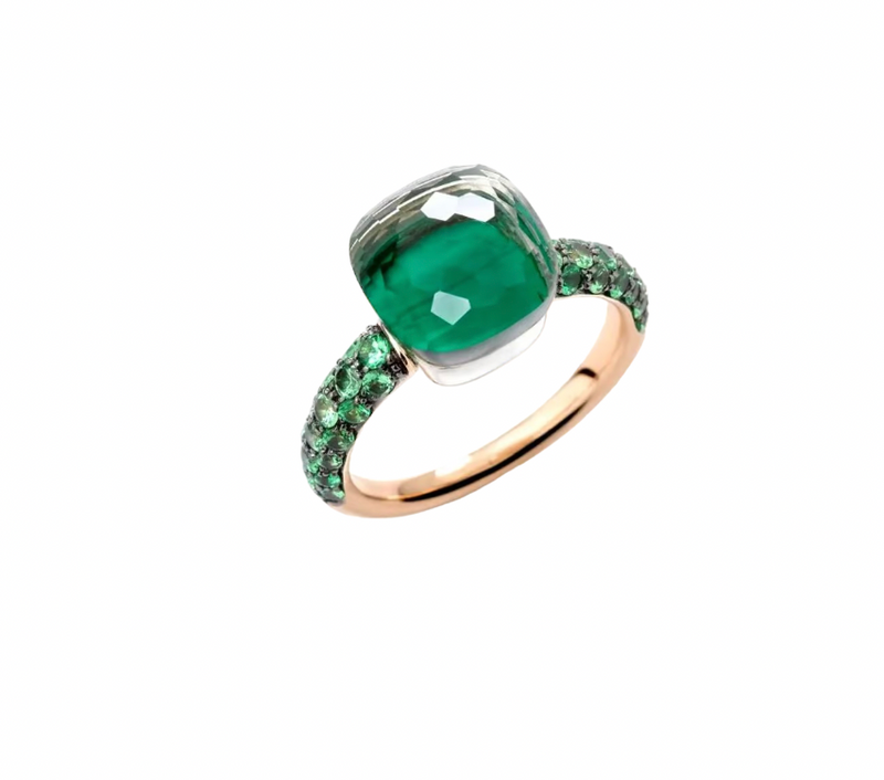 Green Malachite/Rose Gold Nudo Ring