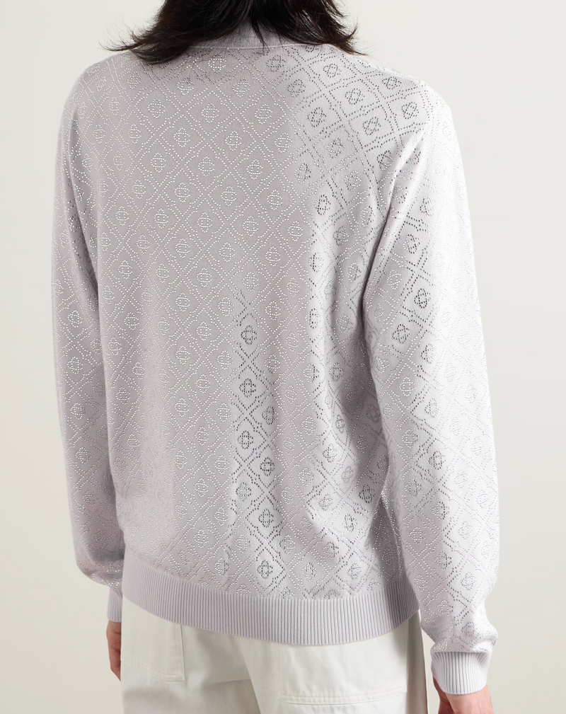 Casablanca Grey Merino Wool Polo Shirt