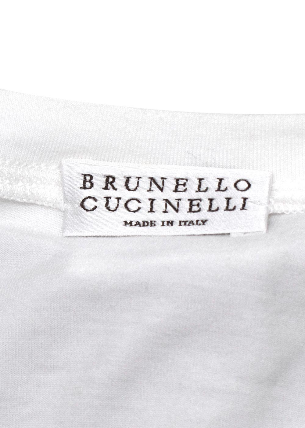 Brunello Cucinelli Double Layer White and Grey Crepe Dress