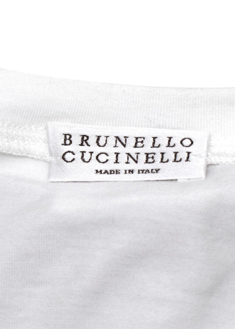 Brunello Cucinelli Double Layer White and Grey Crepe Dress