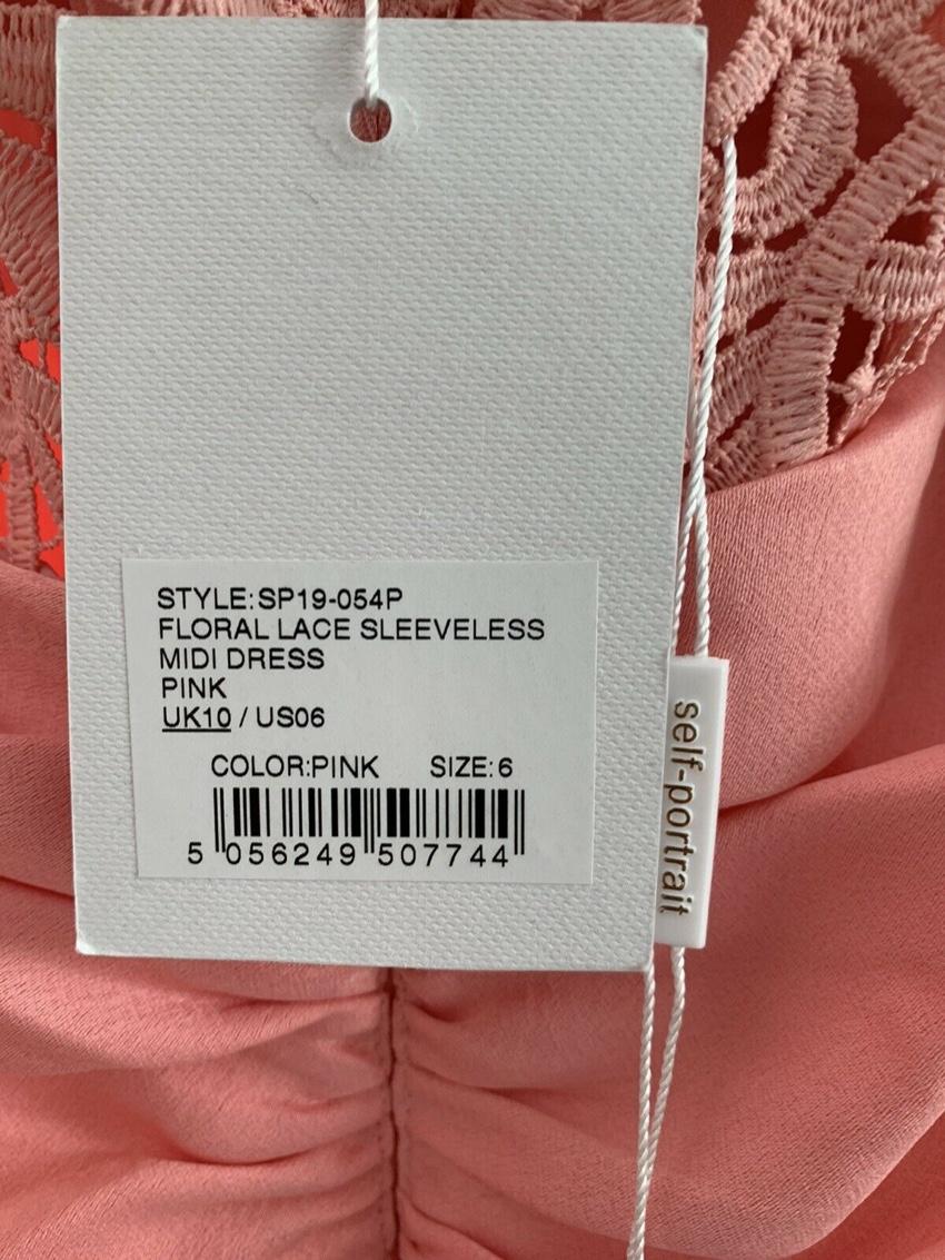Self Portrait Pink Sleeveless Lace Midi Dress