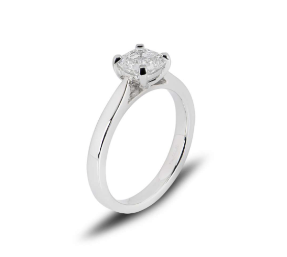 Bespoke Platinum Asscher Cut Diamond Ring