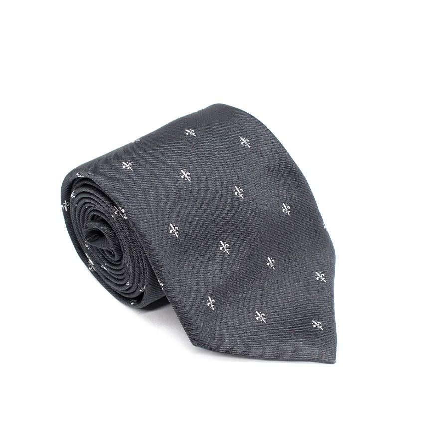 Luciano Firenze Steel Fleur de Lis Silk Twill Tie