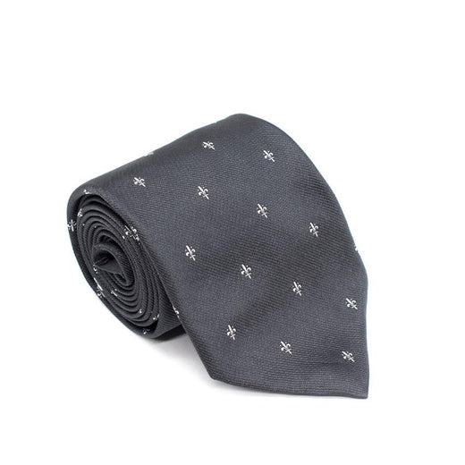 Luciano Firenze Steel Grey Fleur de Lis Silk Twill Tie