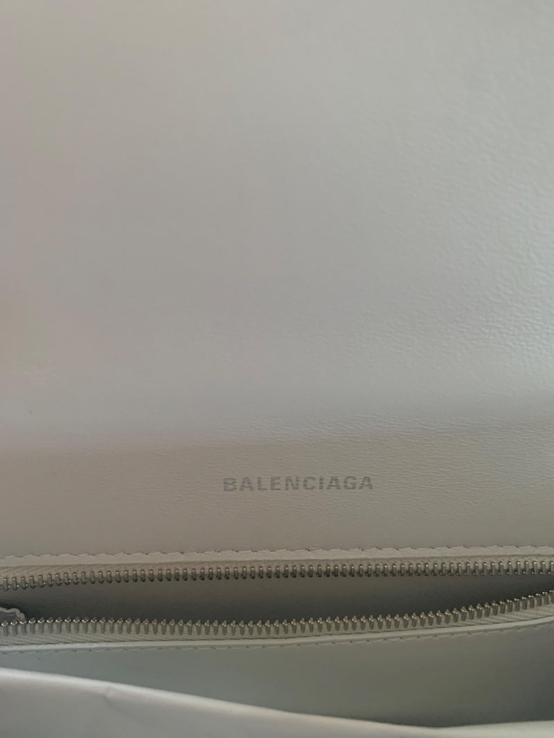 Small White Croc Embossed Hourglass Bag