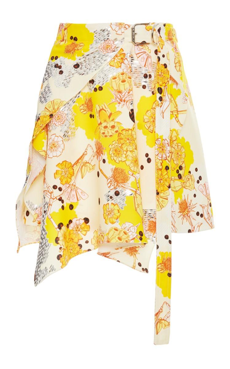 Carven Robot Flower Crepe Skirt