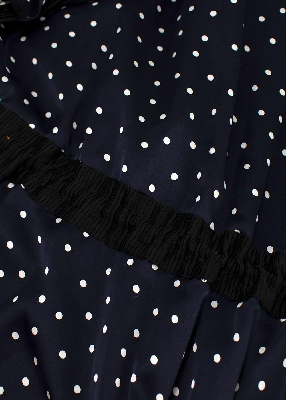 Sacai Navy Polka Dot Long Sleeve Midi Dress