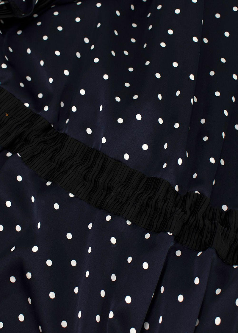 Sacai Navy Polka Dot Long Sleeve Midi Dress