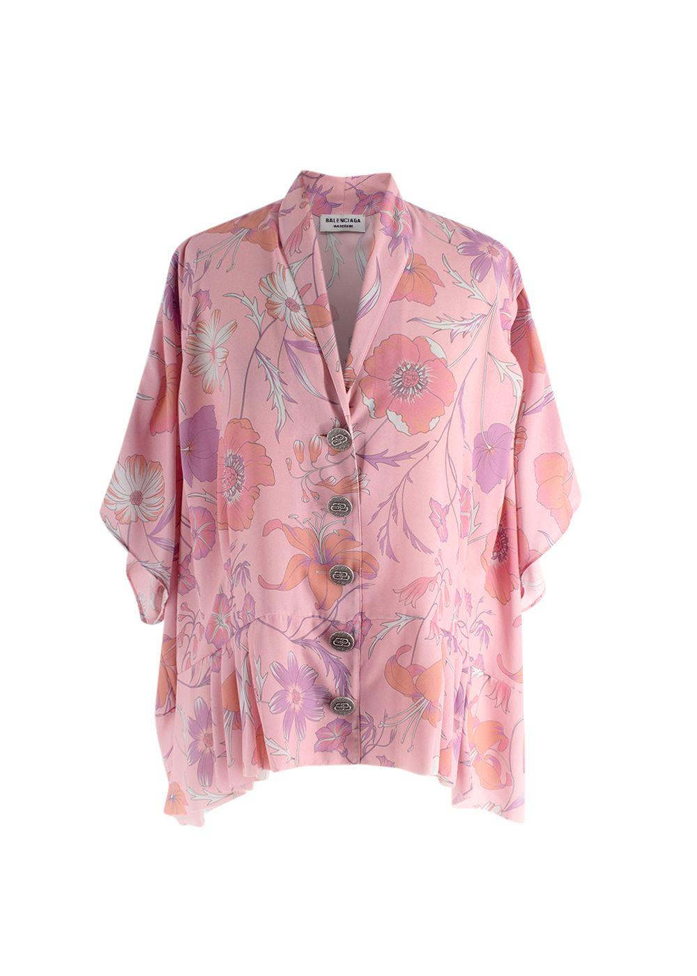 Balenciaga Pink Floral Oversized Blouse