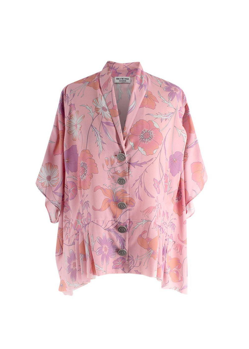 Balenciaga Pink Floral Oversized Blouse