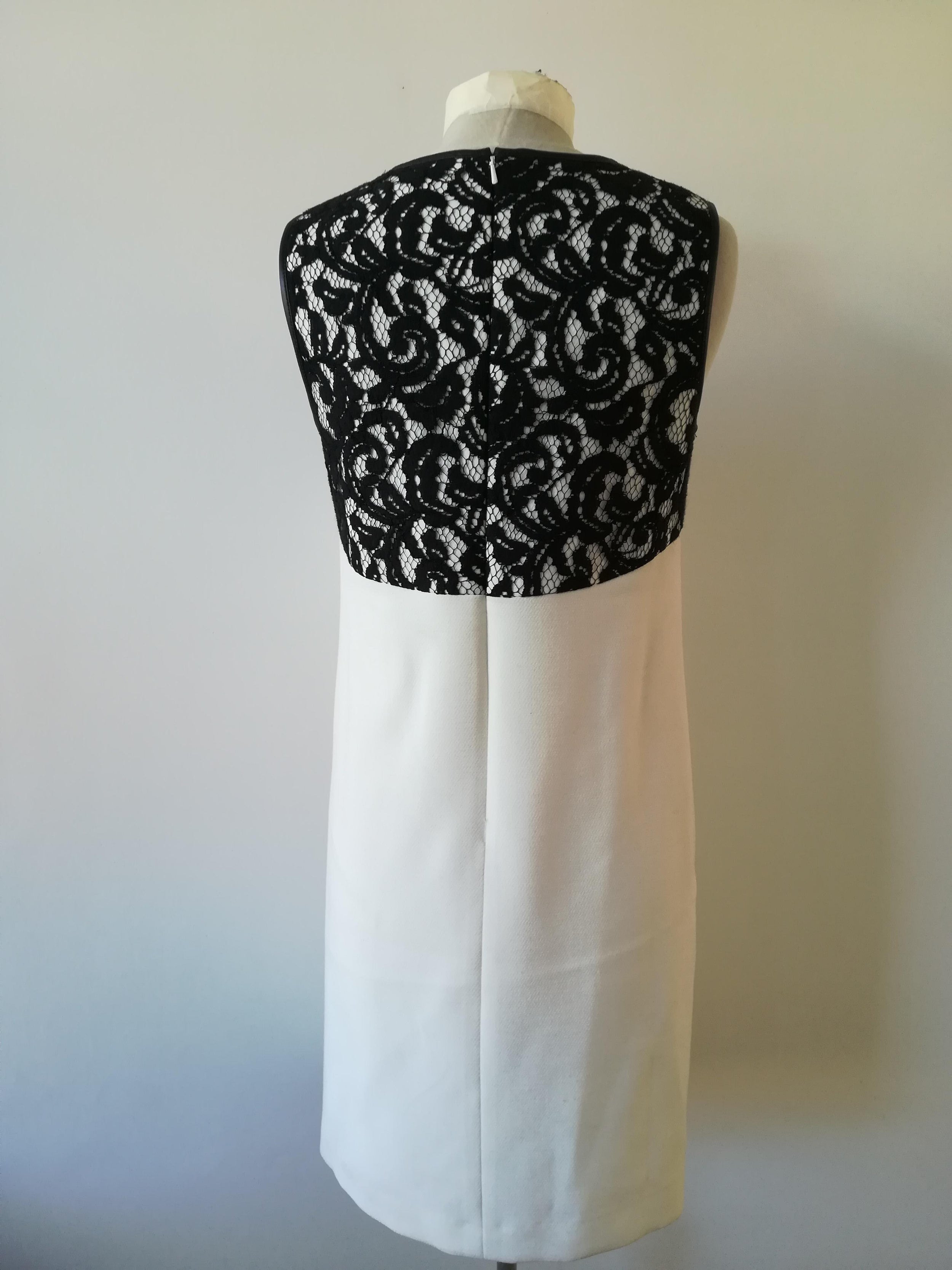 Michael Kors lamb leather trimmed lace dress