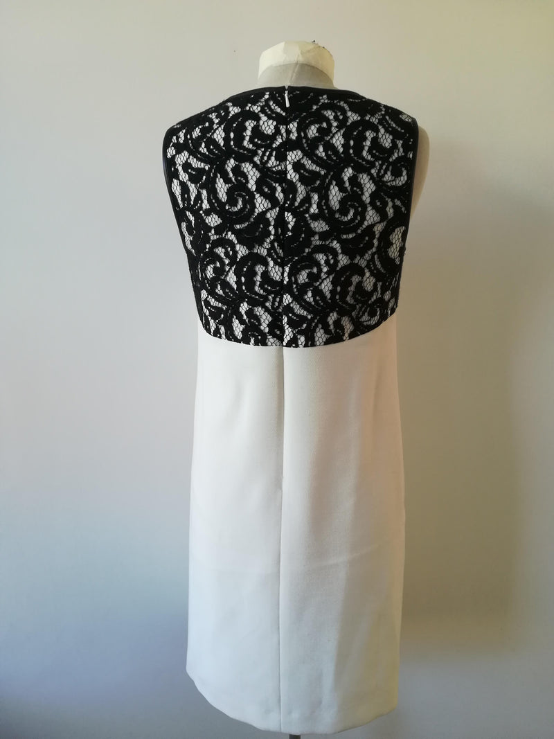 Michael Kors lamb leather trimmed lace dress