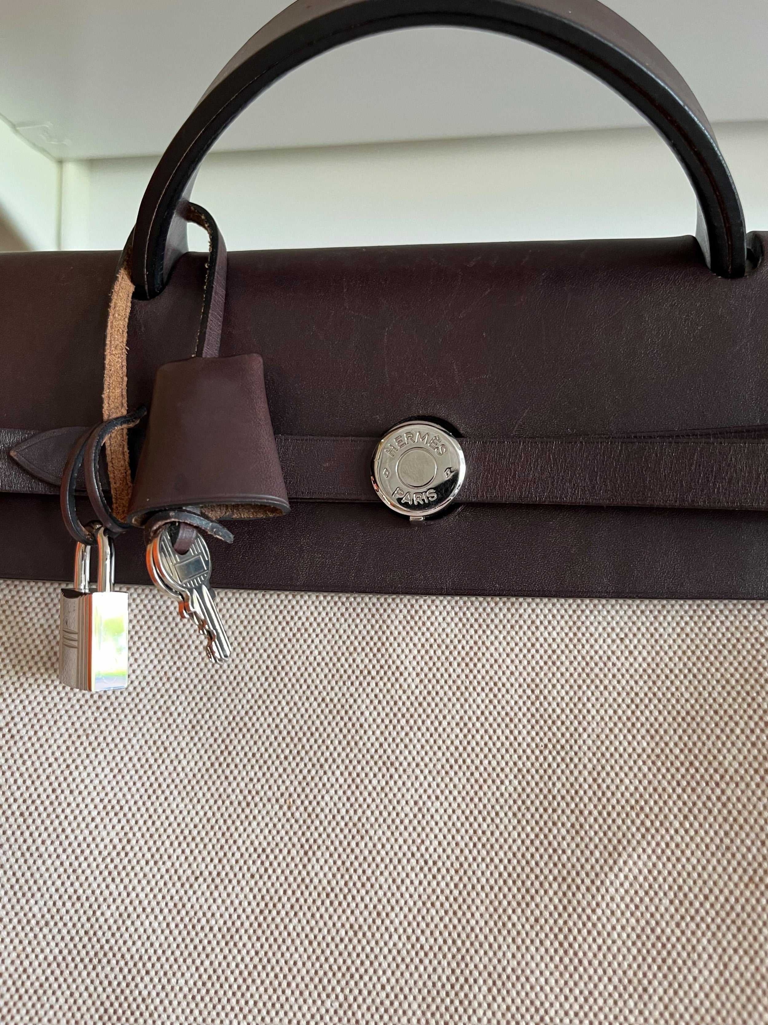 Hermes Beige Canvas Herbag