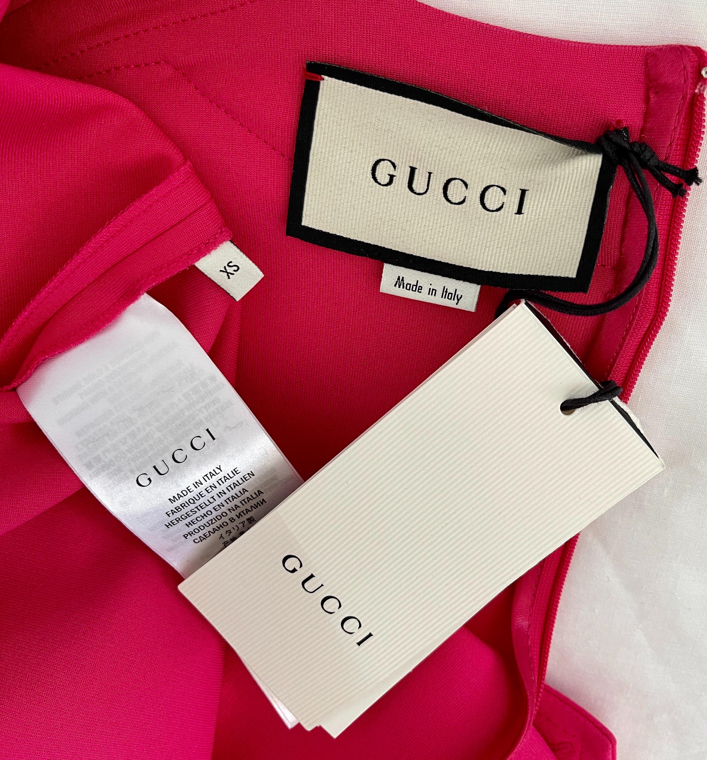 Hot pink stretch-knit tunic shift dress