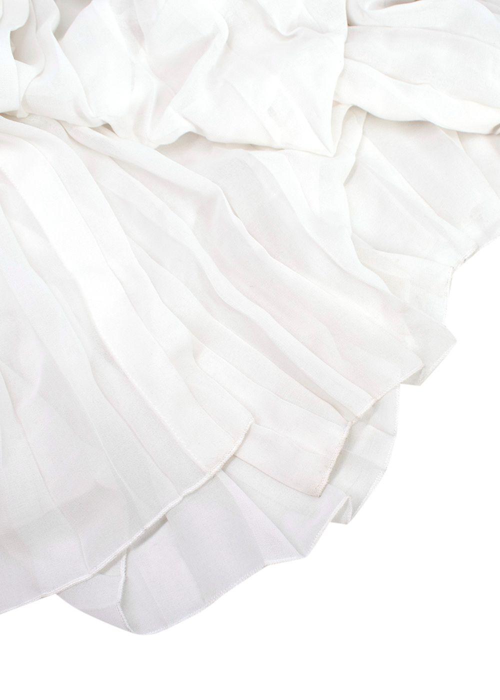 Alessandra Rich White Silk Plisse Dress With Bows