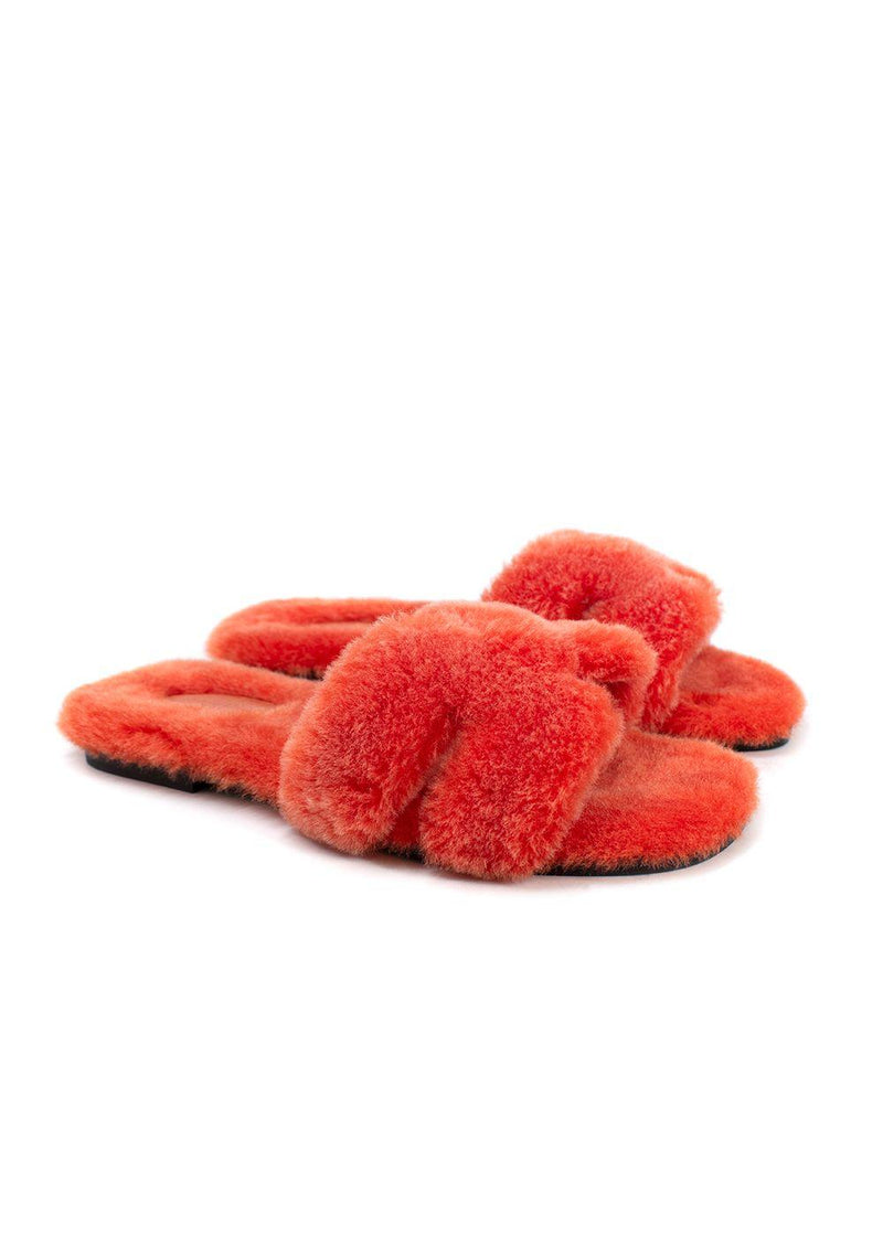 Hermes Orange Fluffy Oran Sandals